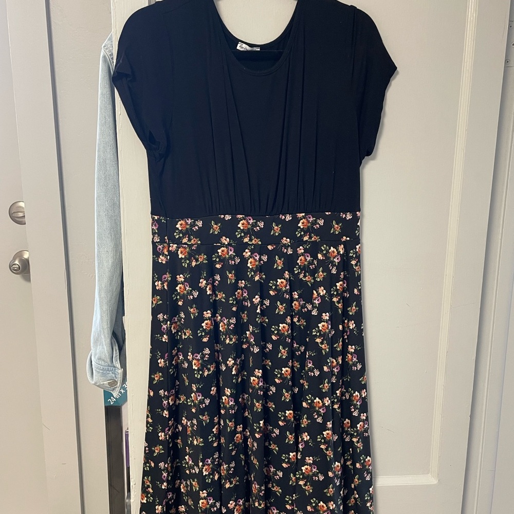 colorblocked floral dress